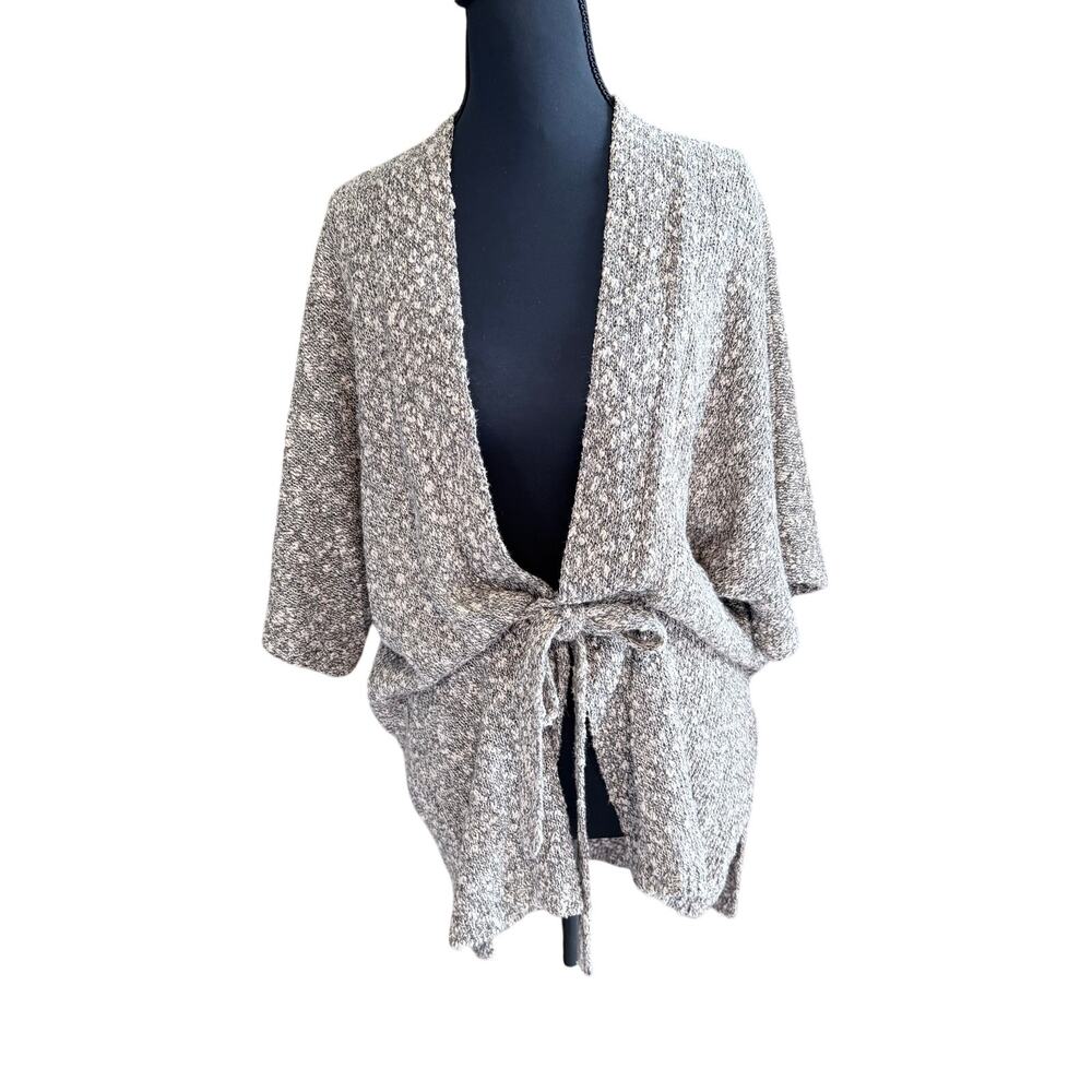 Vintage DB Life heathered gray belted open cardigan cotton hemp blend one size